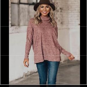 Impressions Waffle Cowl Neck Sweater Large